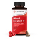 LifeSeasons Blood Nourish-R - Železná nedostatečnost dodatek - Podporuje anémie, únava, paleta a závratě - Žádná zácpa - Krevní budova - Železo, Alfalfa, Malina & vitamín B-12-60 Kapsle