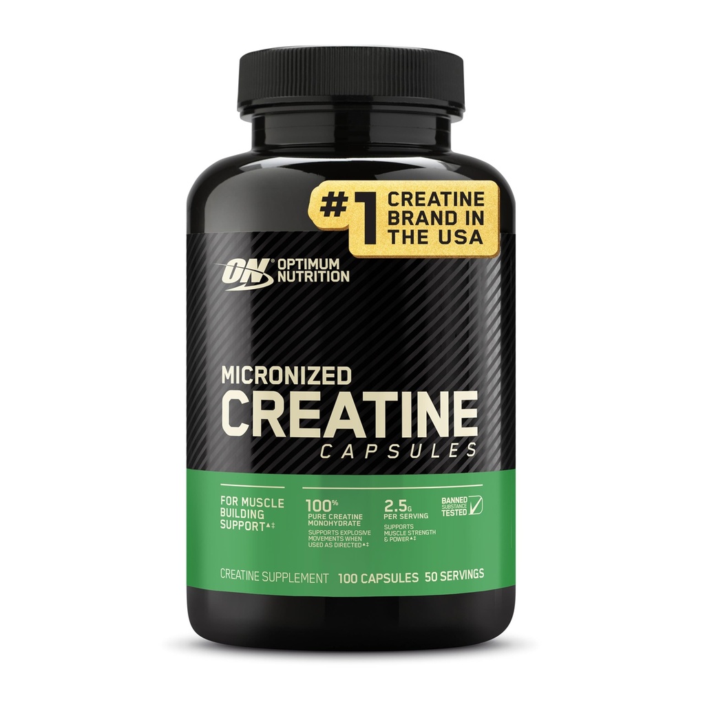 Optimum Nutrition Micronised Creatin Monohydrát tobolky, Keto Friendly, 2500mg, 100 tobolek