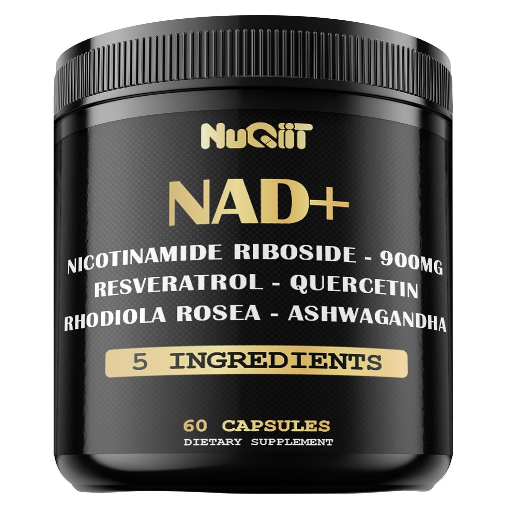 NAD + Doplněk s Nicotinamid Riboside, Resveratrol, Quercetin, Turmeric, Rhodiola Rosea - 60 Počet