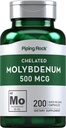 Piping Rock Molybdenum Dodatek 124; 500 mcg OF 124; 200 Kapsle 124; Chelated Molybdenum Amino Acid OF 124; Non- GMO, gluten zdarma