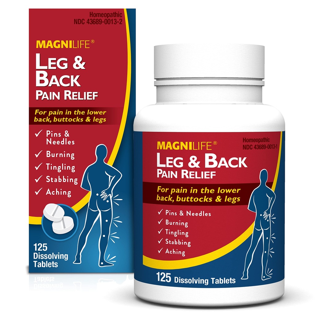 MagniLife Leg & Back Pain Relief, Fast- acting Pain Relief, Přirozeně Sooth Burning, Tingling a bodání Pains, Symptomatické nebo Preventivní, 125 Quick- Rozpustit tablety