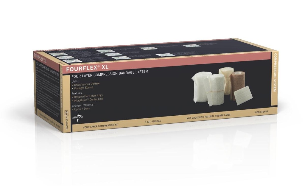 Medline Fourflex XL 4-vrstvý kompresní systém, velikost XL, účinnost pro chronickou žilní nedostatečnost, případ 8 kitů