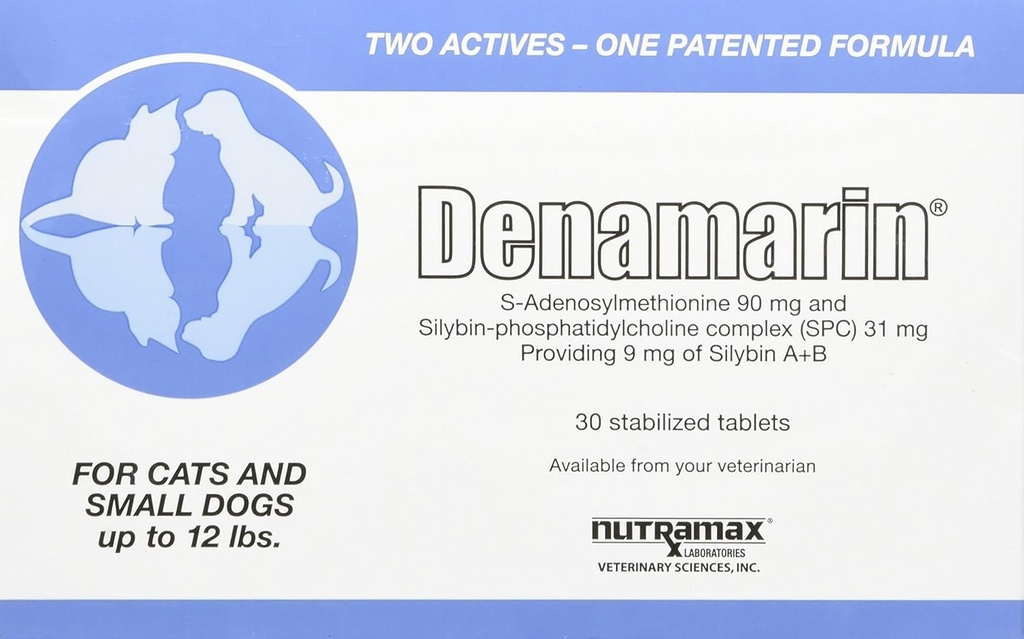 Nutramax Laboratories Denamarin Játra doplněk pro zdraví malých psů a koček - S S- Adenosylmethionin (SAMe) a Silybin, 30 Tablety