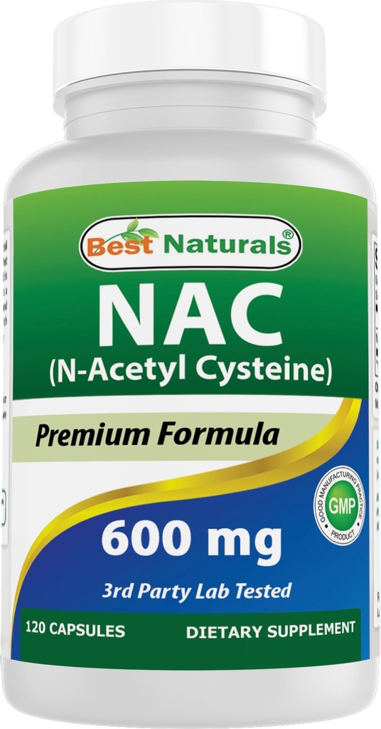 Nejlepší Naturals NAC - N Acetyl Cystein 600 mg 120 Kapsle - n Acetyl cystein - Výkonný antioxidant