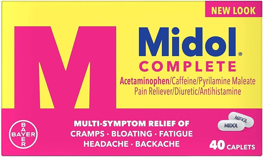 Midol Kompletní maximální síla Reliever Caplets 40 ea (balení po 4)