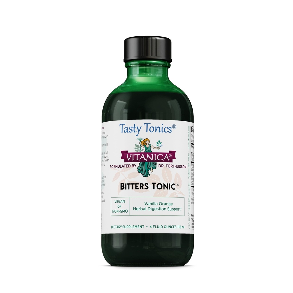 Vitanica Bitters Tonic, Liquid Digestion Dodatek, Podpora trávení, Alkohol zdarma, Vanilla Orange, Vegan, 4 Ounce (Bitters Tonic)