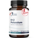 Designy pro zdraví K + 2 draslík - 300mg dvě formy draslíku - draslík Bikarbonát + Glycinát pilulky - Doplňková podpora pro udržení zdravé hladiny krevního tlaku (120 Kapsle)