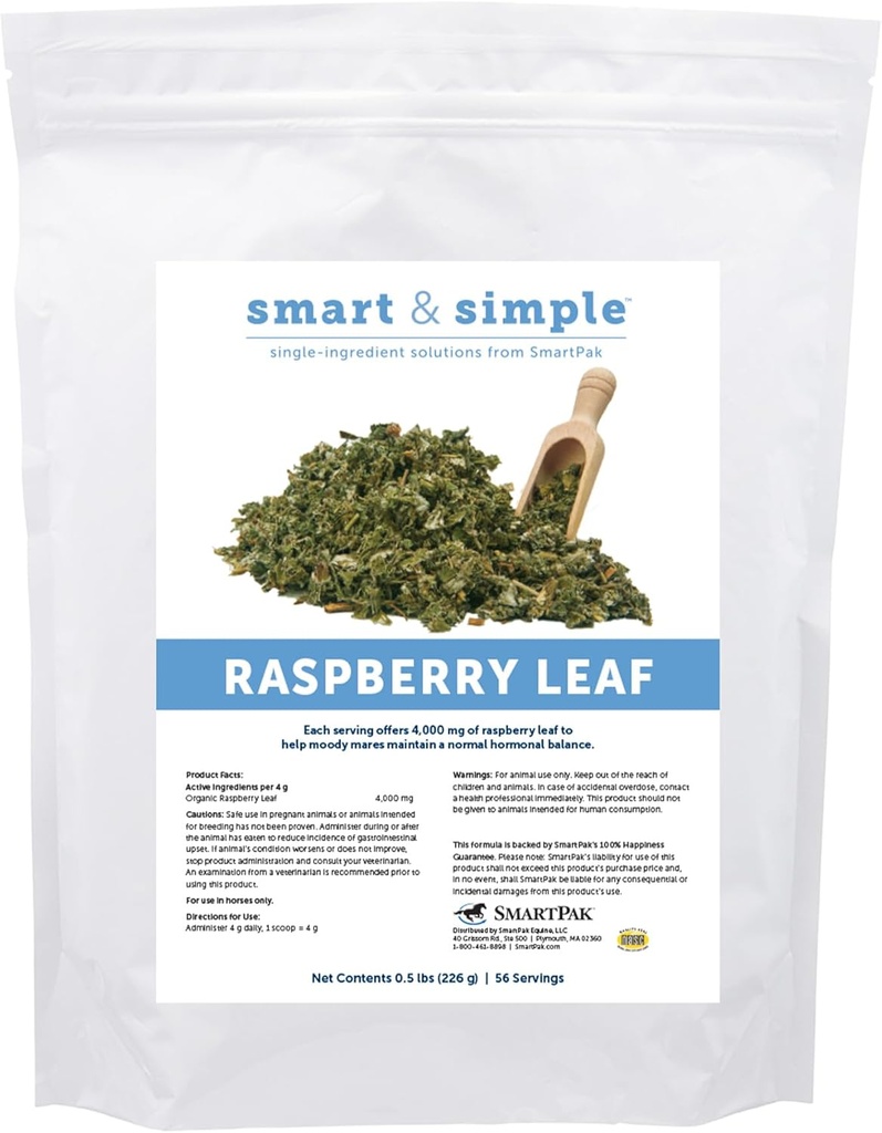 Smart & Simple Raspberry Leaf Foundation 124; Horse Moody Mare Dodatek 124; Organic Whole Leaf Foundation 124; Single Ingredient Foundation 124; Equine Supplementary 124; 56 Servings Foundation 124; 0.5 LB Bag