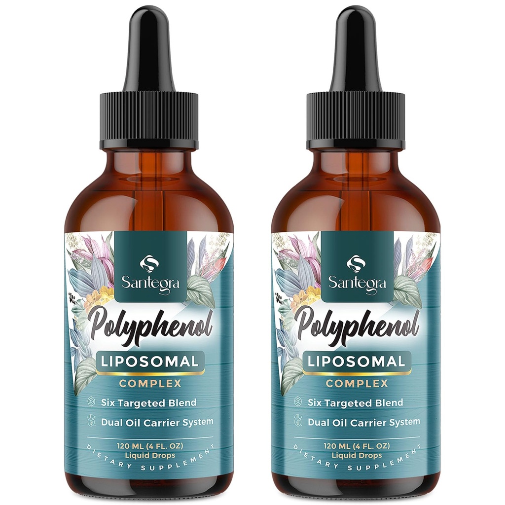 Polyfenoly dodatek Liposomal, Over 27 Polyfenol Complex & Powerful Antioxidant, s MCT & Olive Oil, Quercetin Extract, Hawthorn Berry Extract, pro věkovou obranu, energie, imunitní, 240 ML