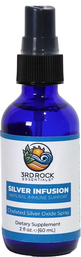 3rd Rock Essentials CLAS124; Silver Infusion 150 PPM Chelated Silver Oxide Spray Dietní dodatek CLAS124; All Natural Liquid Silver Spray Imunity Supplement CLAS124; All Natural Personal Care (2 oz.)