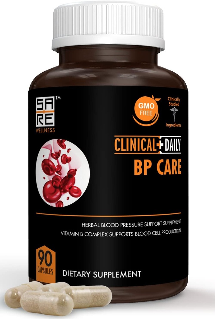Clinical Daily BP Care - NeGMO doplňky. Hawthorne Berry BP Optimizer. Kyselina listová, niacin, česnek, Uva Ursi, Buchu, Hibiscus, vitaminy B6 B12, C. 90 ct