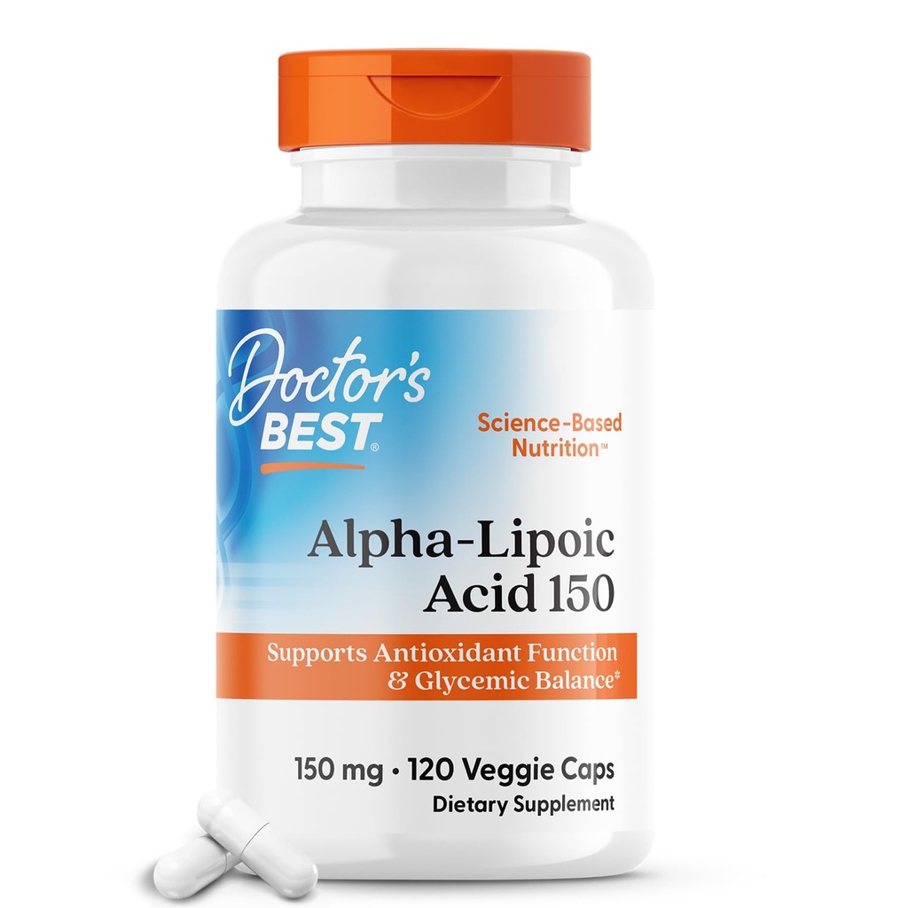 Lékařská nejlepší alfa- lipoová kyselina 150, pomáhá podporovat glukózový metabolismus a regenerační antioxidanty * Non- GMO, gluten Free, Vegan, Soy Free, 150mg, 120 Veggie Caps