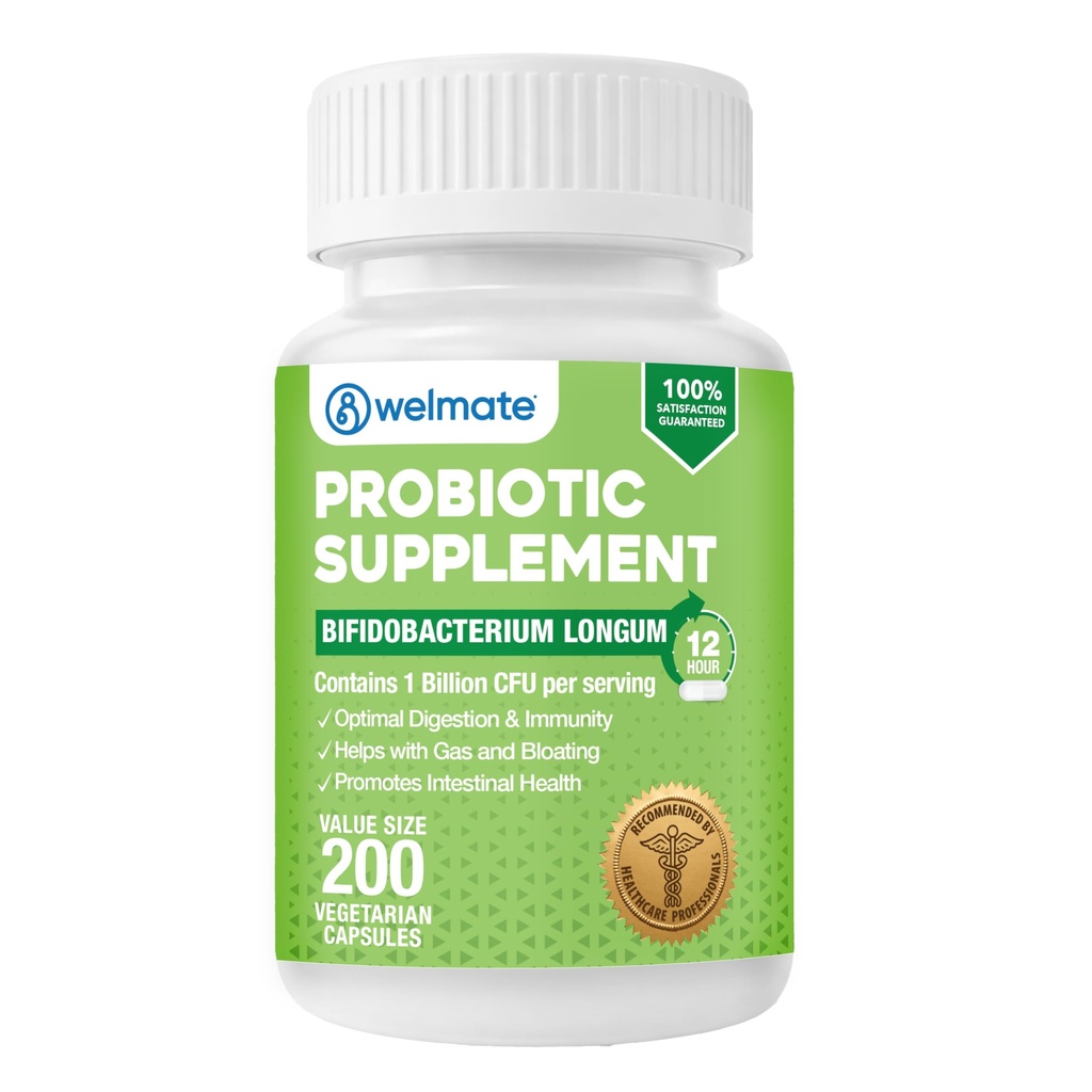 WELMATE Bifidobacterium - Probiotický dodatek - Podporuje Gut Health - Imunitní podpora - Digestive Enzymes - Gluten Free - Vegan - Muži a ženy Probiotic - Velikost hodnoty - 200 Počet