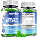 L- Theanine Gummies, l 'theanine 400mg with Ashwagandha, GABA, 5HTP, L- Theanine Chewable Supplement for Relax, Zzz & Focus Support, Vegan, Lemon Flavor, 120 Counts