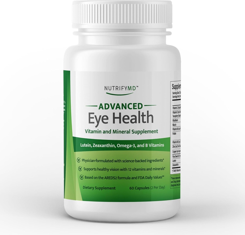 Pokročilé oční zdraví vitamin a minerální doplněk s Lutein, Zeaxanthin, Omega-3, a B vitaminy - 60 Kapsle