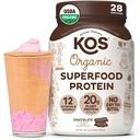 Kos Vegan Protein Powder Erythritol Free, Chocolate - Organic Pea Protein Blend, Plant Based Superfood Rich in Vitamíny & Minerály - Keto, Dairy Free - Jídelní náhrady pro ženy & Muži, 28 Služebnictví