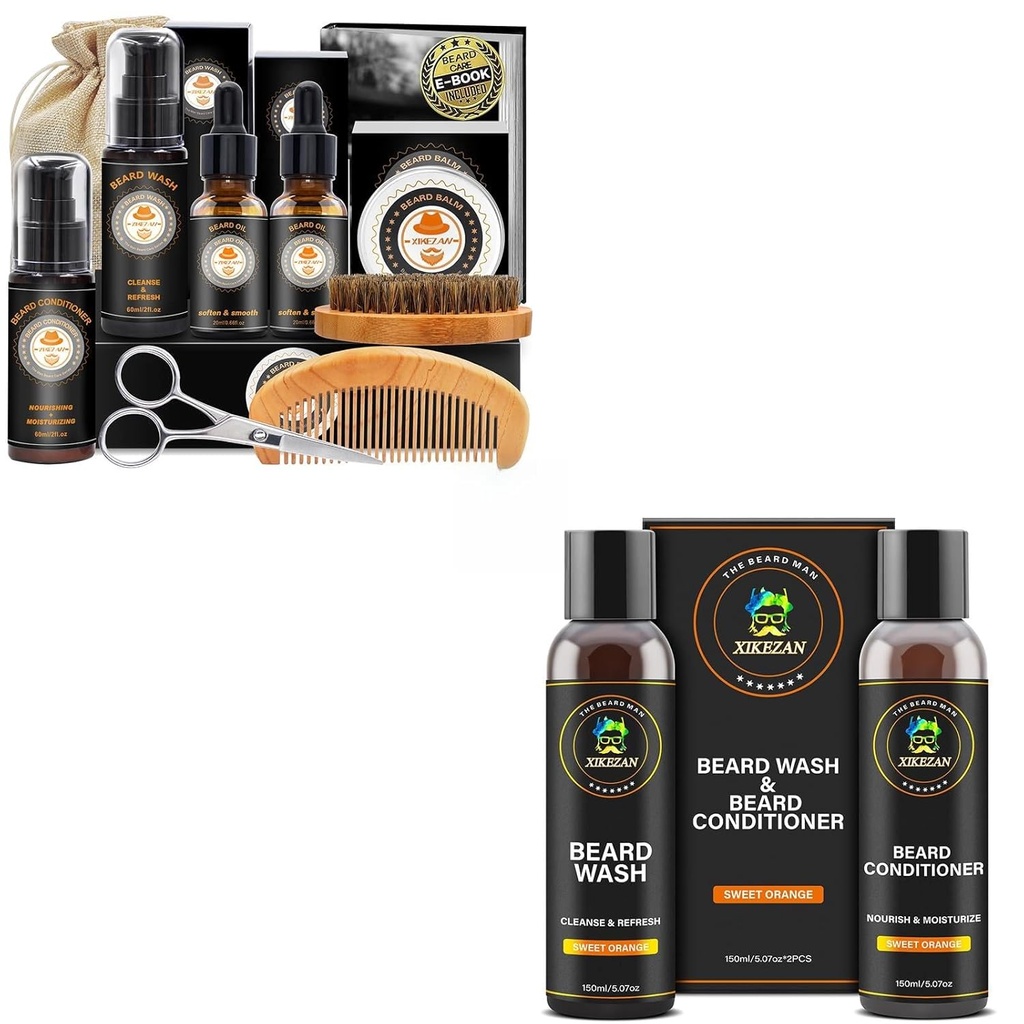 XIKEZAN dárky pro muže w / Beard Kit a Beard Shampoo a Conditioner Set