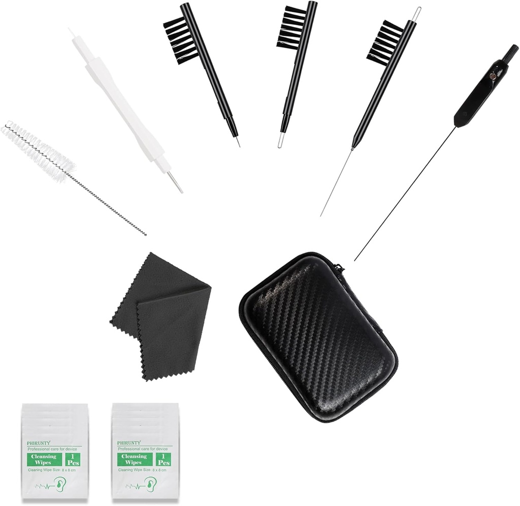 Phitunry 52- Díl pomoc sluchu Čisticí Kit Příslušenství Přenosné naslouchací pomůcky Kapsa Velikost s čisticí kartáč nástroje, suché kapsle, Audio Wipes, Deer Velvet oblečení a naslouchací pomůcky Cestovní Pouzdro