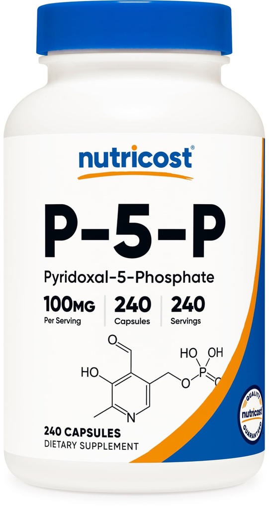Nutricost P5P vitamin B6 dodatek 100mg, 240 Kapsle (Pyridoxal- 5-Fosfát) - Vegetarian Friendly, Non- GMO, gluten zdarma