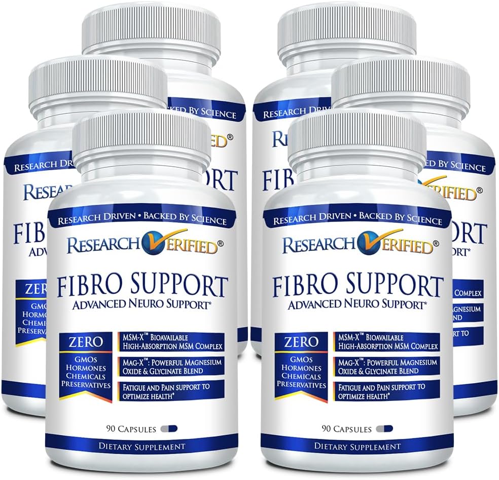 Research Ověřené Fibro Support - 540 Kapsle - MSM, Magnesium, Vitamin D3, BioPerine - 6 Month Supply - Vegan