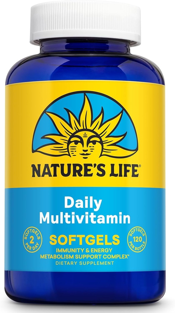 Nature 's Life Daily Multivitamin pro muže a ženy - Kompletní multivitamin se železem - Denní hodnota nejzákladnějších vitaminů a minerálů - Zdravá energie a imunitní podpora - 60 Serv, 120 Softgels