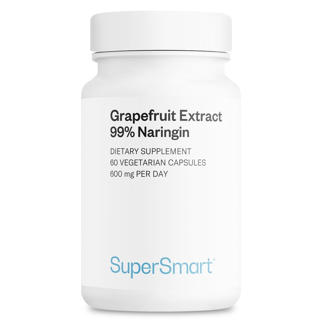 Supersmart - Grapefruit Extract 600mg / den (99% Naringin) - High potency GSE dodatek 124; Non- GMO & gluten zdarma - 60 Vegetariánské kapsle