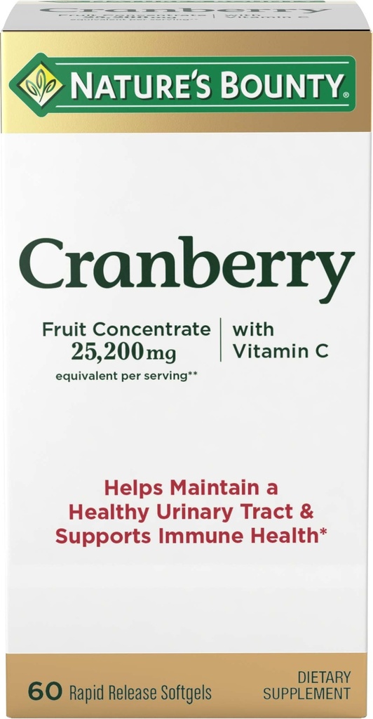Příroda Bounty Cranberry Dietní dodatek, podporuje močení Trakt a imunitní zdraví, Softgels, 25,200 Mg, 60 Ct