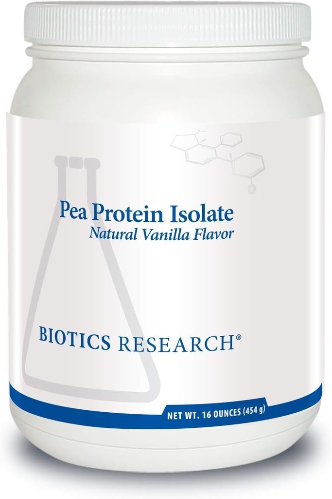 Biotics Research Pea Protein Isolate Natural Vanilla ochucené, Mixes Easy with Water or Juice, Premium Pea Protein, 21 gram Clean Protein per Serving 16 Ounces