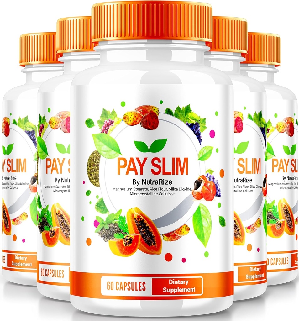 NutraRize (5 Pack) Pay Slim Kapsle, PaySlim All- přírodní doplněk pro zdravé hubnutí, Premium Formule k dosažení těla a Fitness cíle, Oficiální recenze (300 Kapsle)