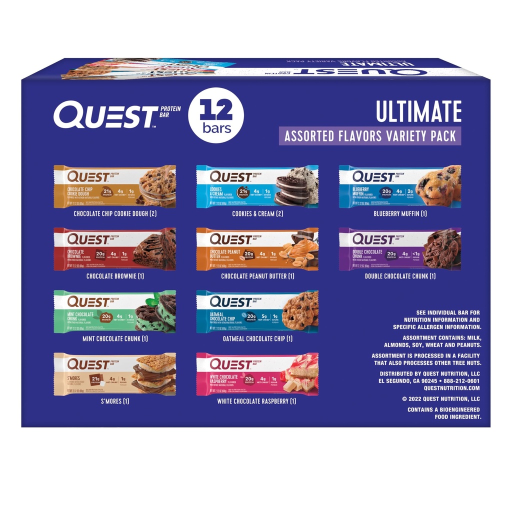 Quest Nutrition Ultimate Variety Pack Protein Bary, High Protein, Nízký karb, Lepek zdarma, Keto Friendly, 12 Počet