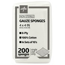 Medline 4 x 4 Inch Gáza Sponges, Non- sterilní 8-Ply Tkaniny Gáze, 100% bavlna, Ideální pro Wound Dressing, Wound Care, General First Aid Use, Pack of 200