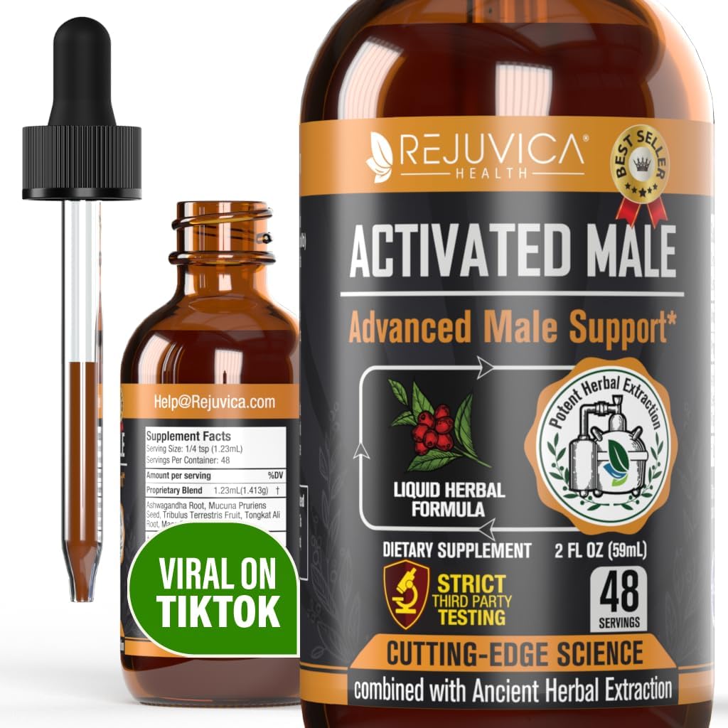 Rejuvica Health Activated Male - Advanced Male Libido Support Tincture - Enhanced Liquid Delivery for Better Absorption - Ashwagandha, Mucuna, Tongkat Ali, Tribulus & Více!