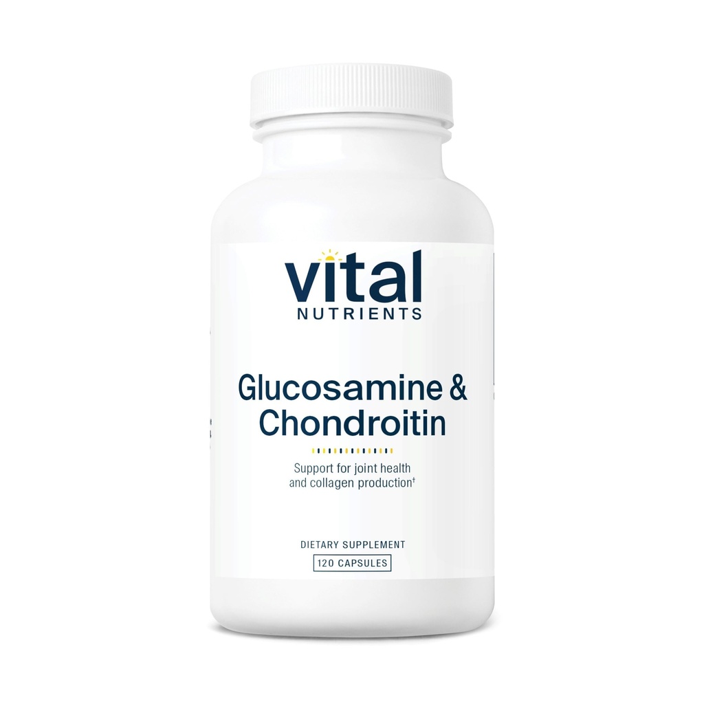 Vital Nutrients Glucosamine & Chondroitin CLAS124; Zdravá chrupavka, mobilita, a společná podpora dodatek CLAS124; Gluten, mléčná, sójová zdarma CLAS124; Non- GMO CLAS124; 120 Kapsle