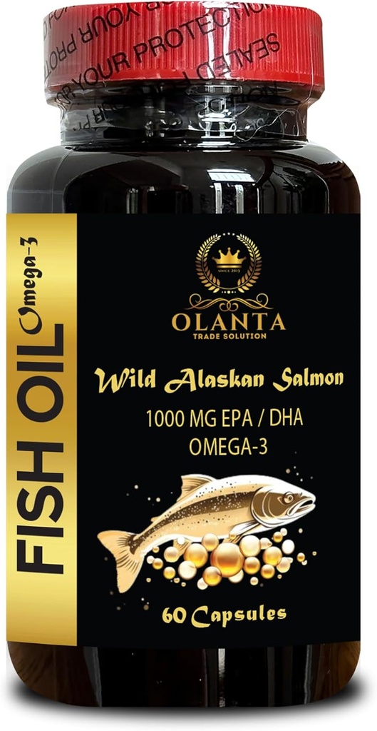 Aljašský losos Oil - Omega 3 Tučné kyselé doplňky, Podpora paměti a Focus doplňky - 1 láhev 60 Softgels