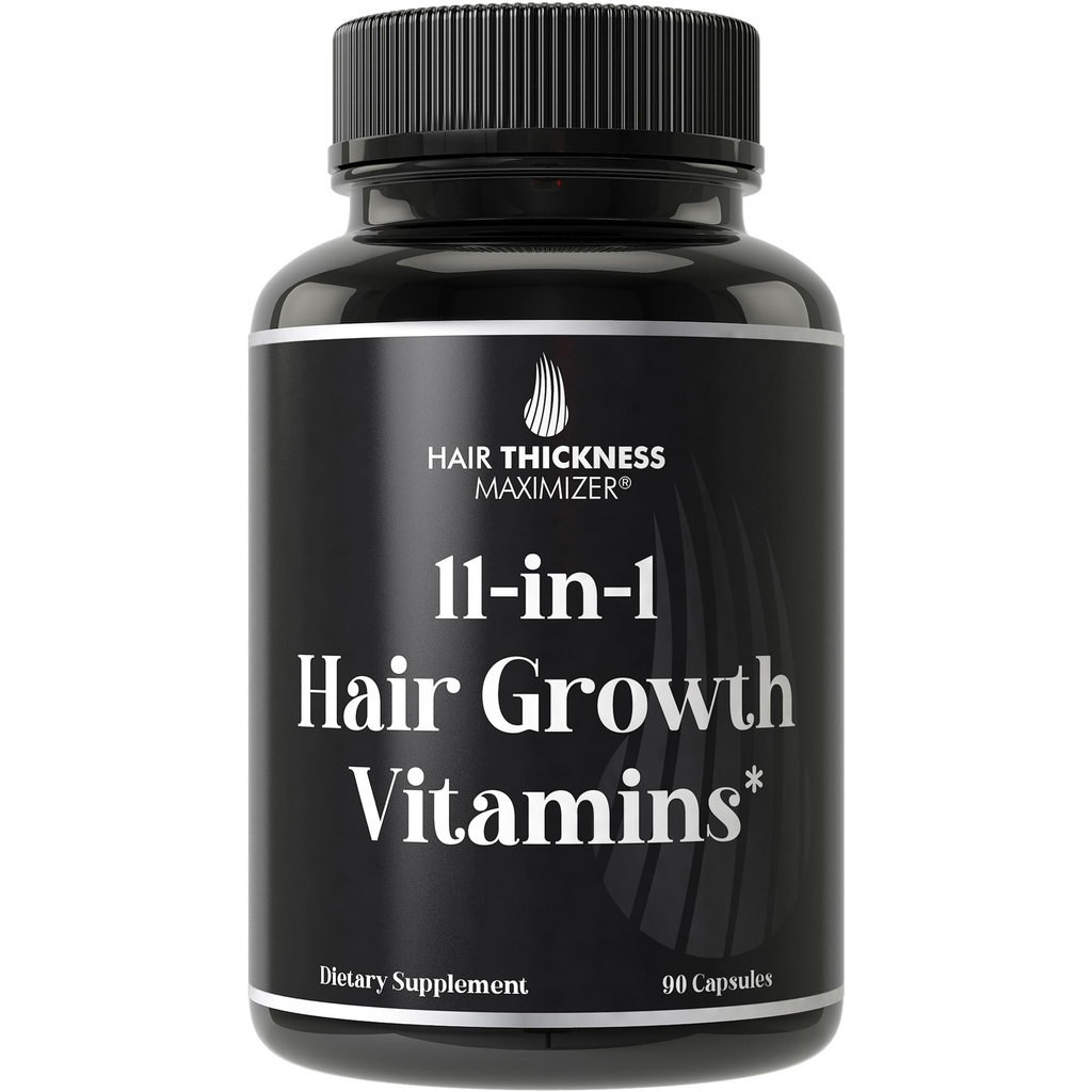 11-in-1 Vegan růst vlasů Vitamíny pro hubnutí a křehké vlasy - Pokročilý vitamin komplex s 5000mcg Biotin, dýňová semena, zinek. Podporuje silnější, Healthier- Looking Skalp pro ženy a muže