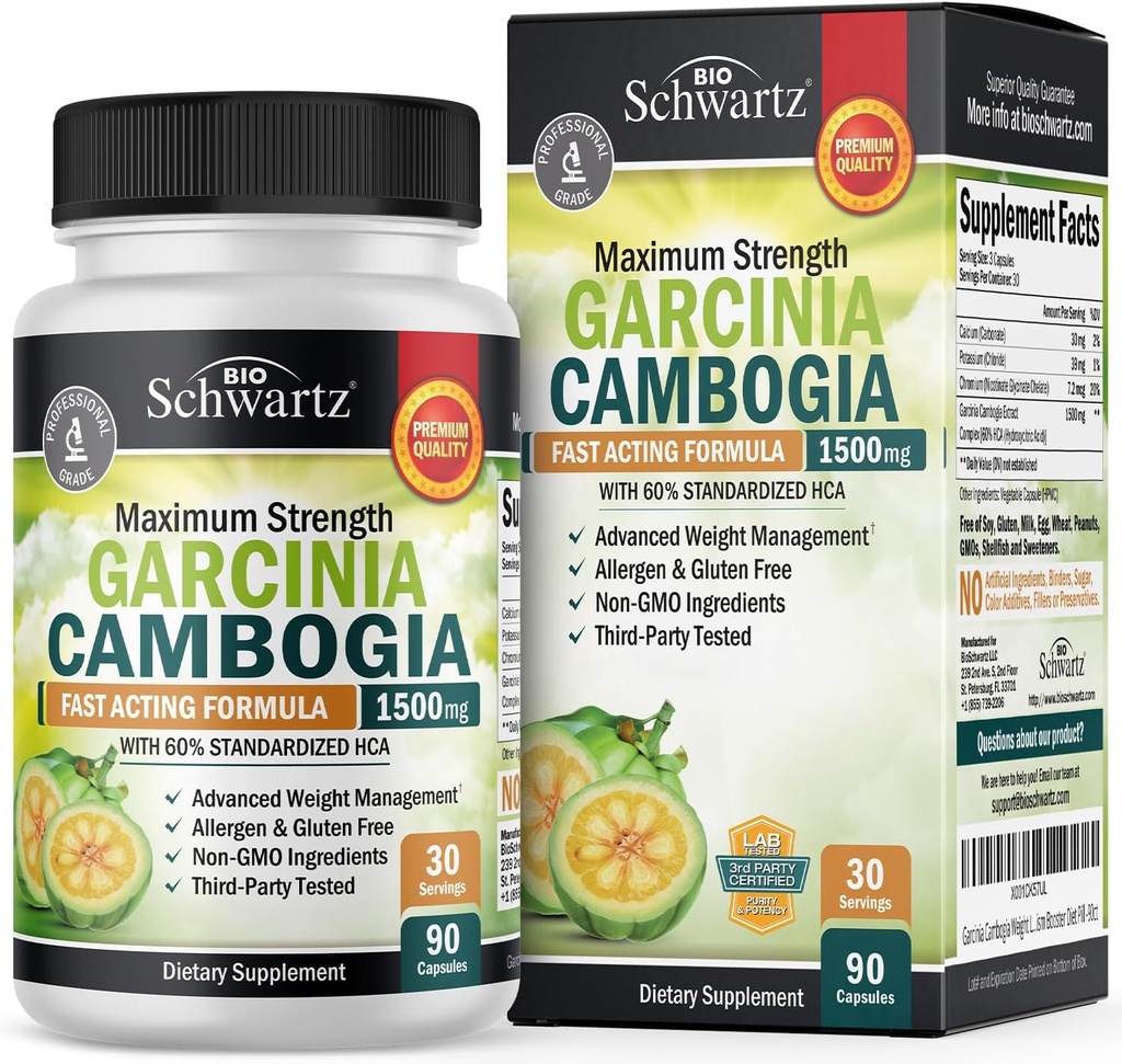 Garcinia cambogia hubnutí pilulky - 1500mg HCA čistý extrakt - rychle působící appetite conpressant - spalovač tuků pro ženy a muže na pomoc ztratit váhu - Carb Blocker metabolismus Diet Pill - 90 Kapsle