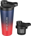 DIW 24 oz Shaker láhev, nerezová ocel Shaker láhev s Noise- Free Design, Izolovaný kovový Shaker Cup pro proteinové směsi a Pre Workout, Gym láhev Shaker (Dark Rainbow)