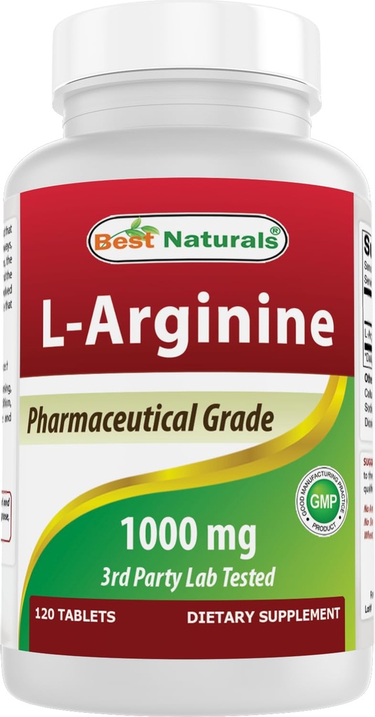 (Nová vylepšená formule) Nejlepší Naturals L- Arginine 1000 mg 120 Tablet - Pharmaceutical Grade L Arginine Supplement Promotes Nitric Oxide Syntéza