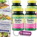 Volba Bundle Spring Valley Biottin Softgels 1000mcg Dietní dodatek pro vlasové nehty zdraví 150 Ct 4 pk (600 Celkem) + vitamin průvodce & Pill Container (6 položek)!