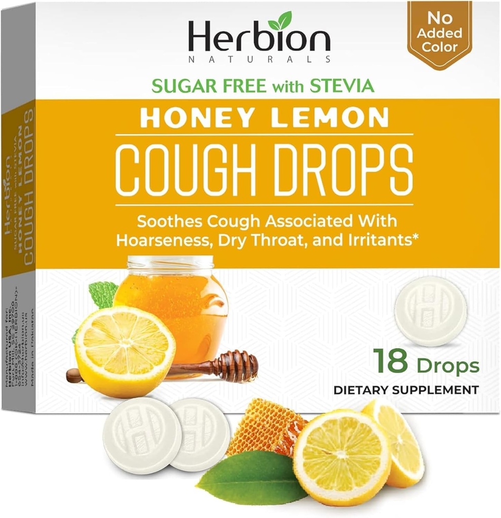 HERBION Naturals Kašel Kašel Kašel, Sugar- Volný s Stevia, Dietní dodatek, uklidňuje kašel, pro dospělé a děti nad 6 let, 25 Kašel Každý (18 Počet (balení po 1), Med Lemon)