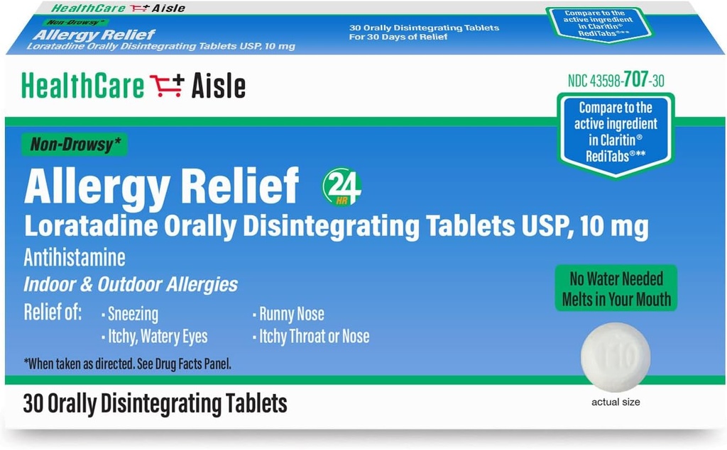 HealthCareAIsle Allerics Relief - Lortish 10 mg Orly Diintegration Tablet USP - 30 Tablety - Original Prescription Strength Allerics Medication, 24- Hour Relief