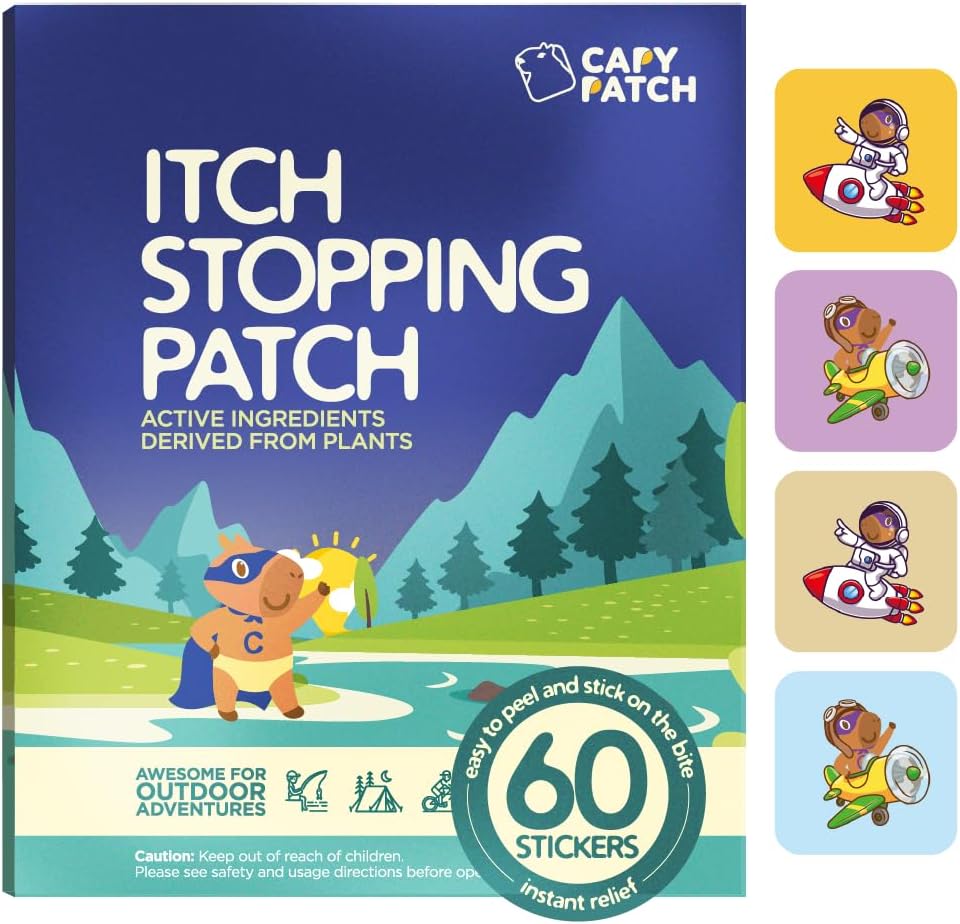 Capy Bug Bite Itch Záplaty pro děti - 60 Počet, Cestování & Kempování Essentials, Hydrokortizon Alternative, Itch Relief Nálepky pro Mosquito & Bug Bites