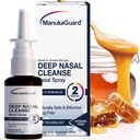 ManukaGuard Medical Grade Manuka Honey Natural Nasal Spray with Saline Solution for Congestion Support, Sinus and Alergics Relief, Nasal Moisturizing, Nový Zéland Med, MGO 600, 0.65 fl oz láhev