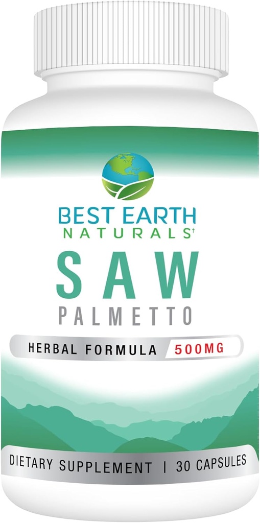 Nejlepší Naturals Země Saw Palmetto 500 mg na podporu vlasů, prostata, Močový Trakt 30 Počet
