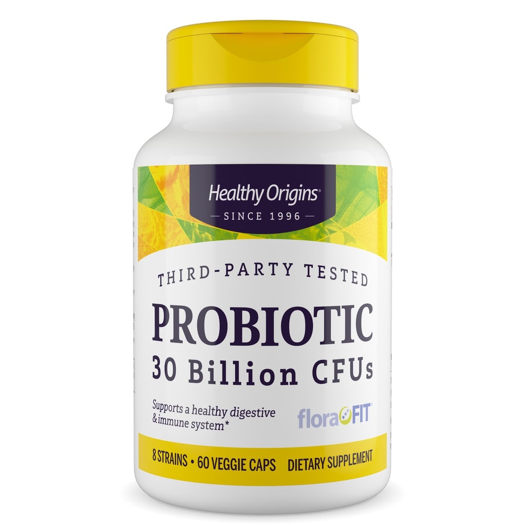 Zdravý původ Probiotický 30 miliard CFU (Stabilní, non-GMO, gluten zdarma, stravovací zdraví, Gut zdraví, imunitní podpora), 60 Veggie Caps