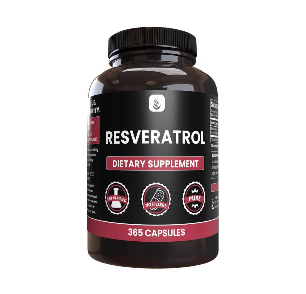 PURE ORIGINAL INGREDIENTS Resveratrol, (365 Kapsle) No Magnesium or Rice Fillers, Vždy čisté, Laboratorní ověřené