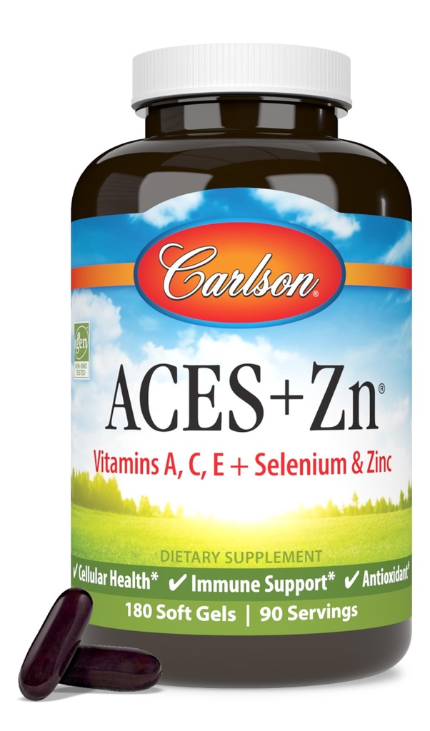 Carlson - ACES + Zn, Vitamíny A, C, E + Selen & Zinek, Cellular Health & Immunication Support, Antioxidant, 180 Softgels