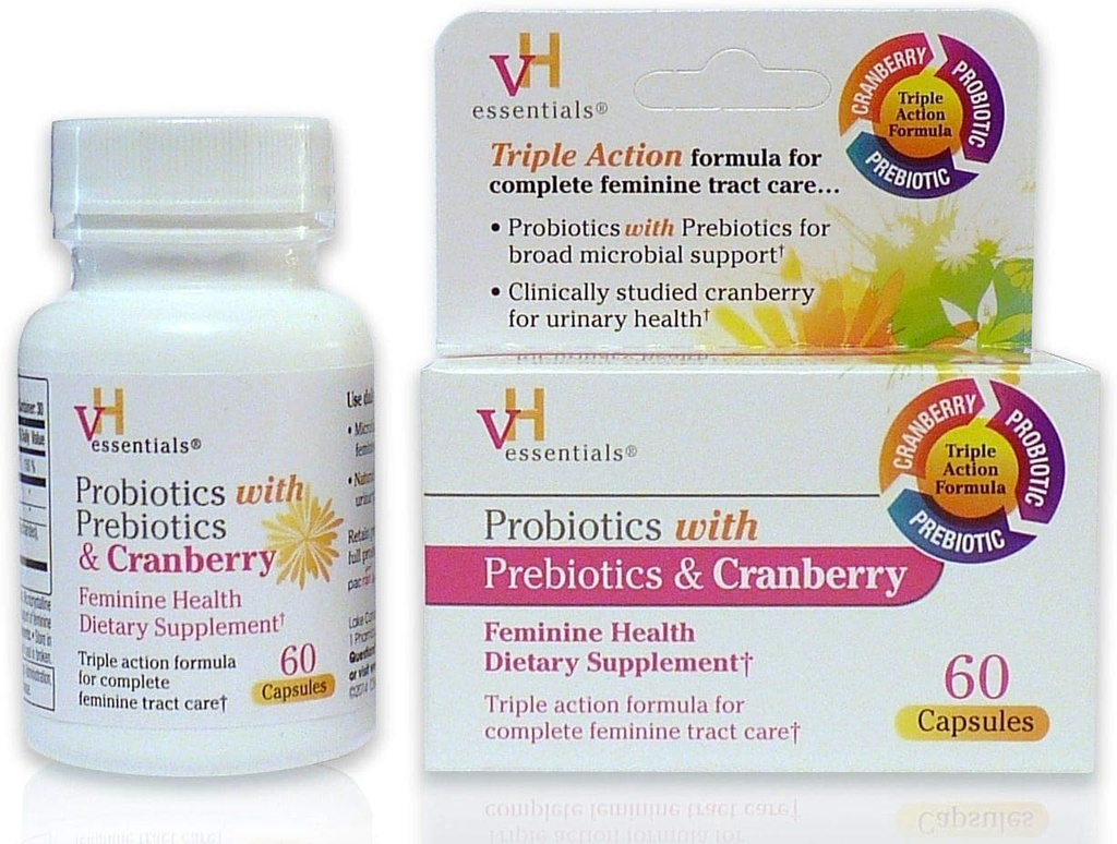 vH Essentials Probiotika s Prebiotika a Cranberry Feminine doplněk zdraví - 60 Kapsle 1- Pack