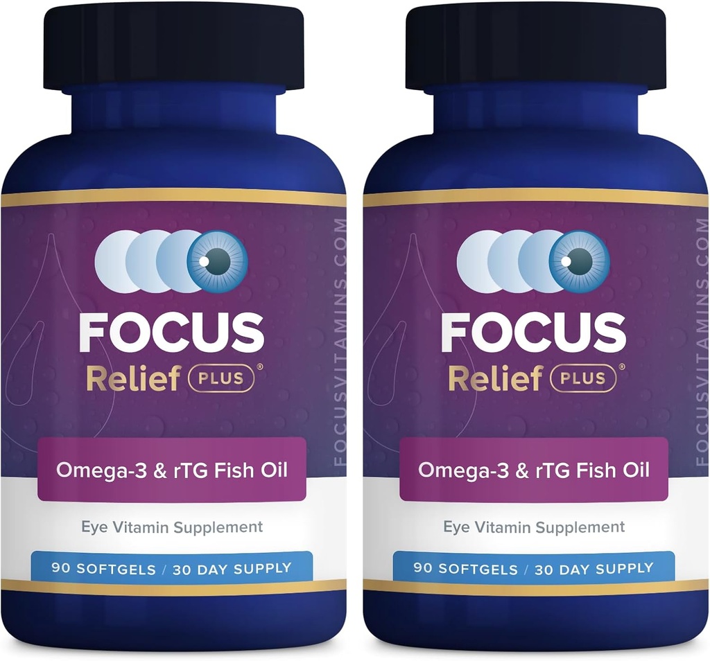 Focus Relief Plus Suché oko Formule (180 ct. 60 Day Supplement) Omega 3 Dodatek - Suché oko Relief Dodatek - Omega 3 Rybí olej