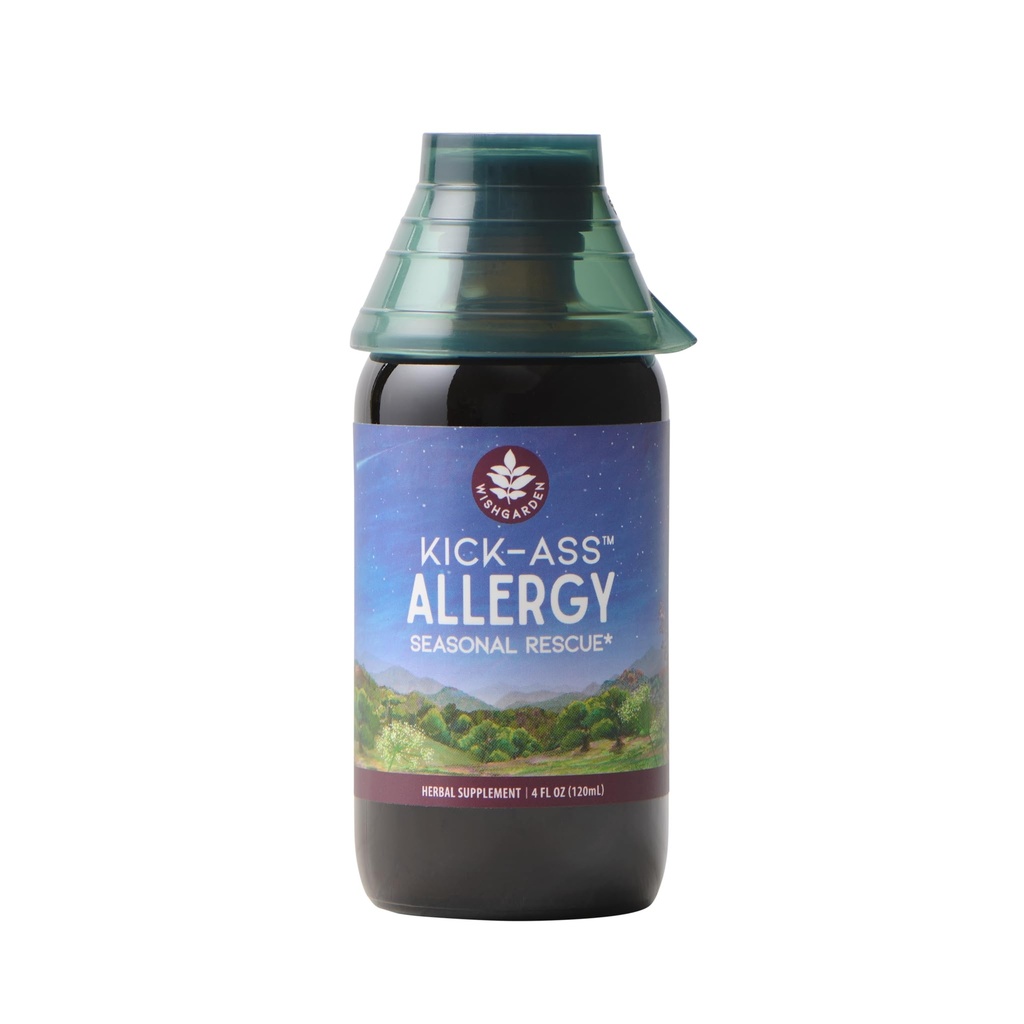 WishGarden Herbs Kick- Ass Alergie - Plant- Based Non- Drowsy Herbal Alergie Dodatek s Nettle Leaf, Echinacea, & Yerba Santa, Podporuje zdravé histamin reakce na sezónní Irritants, 4oz